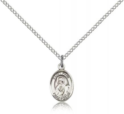 Sterling Silver St. Paul the Apostle Pendant, Sterling Silver Lite Curb Chain, Small Size Catholic Medal, 1/2" x 1/4"