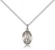 Sterling Silver St. Peregrine Laziosi Pendant, Sterling Silver Lite Curb Chain, Small Size Catholic Medal, 1/2" x 1/4"