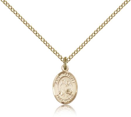 Gold Filled St. Raphael the Archangel Pendant, Gold Filled Lite Curb Chain, Small Size Catholic Medal, 1/2" x 1/4"