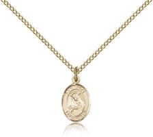 Gold Filled St. Rose of Lima Pendant, Gold Filled Lite Curb Chain, Small Size Catholic Medal, 1/2" x 1/4"