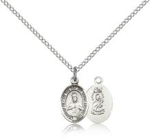 Sterling Silver Scapular Pendant, Sterling Silver Lite Curb Chain, Small Size Catholic Medal, 1/2" x 1/4"