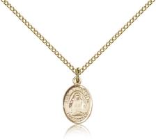 Gold Filled St. Edith Stein Pendant, Gold Filled Lite Curb Chain, Small Size Catholic Medal, 1/2" x 1/4"