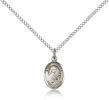 Sterling Silver St. Theresa Pendant, Sterling Silver Lite Curb Chain, Small Size Catholic Medal, 1/2" x 1/4"