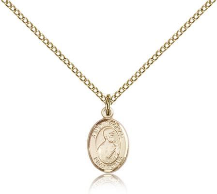 Gold Filled St. Thomas the Apostle Pendant, Gold Filled Lite Curb Chain, Small Size Catholic Medal, 1/2" x 1/4"