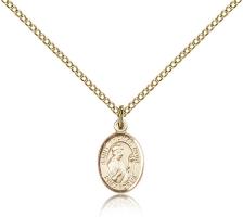Gold Filled St. Thomas More Pendant, Gold Filled Lite Curb Chain, Small Size Catholic Medal, 1/2" x 1/4"