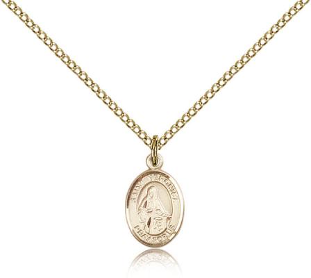Gold Filled St. Veronica Pendant, Gold Filled Lite Curb Chain, Small Size Catholic Medal, 1/2" x 1/4"