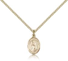 Gold Filled St. Juan Diego Pendant, Gold Filled Lite Curb Chain, Small Size Catholic Medal, 1/2" x 1/4"