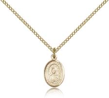 Gold Filled Our Lady of La Vang Pendant, Gold Filled Lite Curb Chain, Small Size Catholic Medal, 1/2" x 1/4"