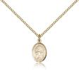 Gold Filled St. Zachary Pendant, Gold Filled Lite Curb Chain, Small Size Catholic Medal, 1/2" x 1/4"