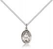 Sterling Silver St. Julie Billiart Pendant, Sterling Silver Lite Curb Chain, Small Size Catholic Medal, 1/2" x 1/4"