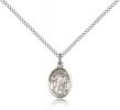 Sterling Silver Guardian Angel Pendant, Sterling Silver Lite Curb Chain, Small Size Catholic Medal, 1/2" x 1/4"