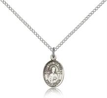 Sterling Silver St. Leo the Great Pendant, Sterling Silver Lite Curb Chain, Small Size Catholic Medal, 1/2" x 1/4"