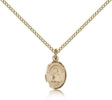 Gold Filled St. Valentine of Rome Pendant, Gold Filled Lite Curb Chain, Small Size Catholic Medal, 1/2" x 1/4"