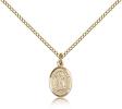 Gold Filled St. Bridget of Sweden Pendant, Gold Filled Lite Curb Chain, Small Size Catholic Medal, 1/2" x 1/4"