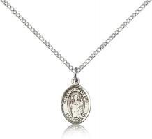 Sterling Silver St. Stanislaus Pendant, Sterling Silver Lite Curb Chain, Small Size Catholic Medal, 1/2" x 1/4"