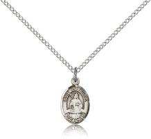 Sterling Silver St. Walburga Pendant, Sterling Silver Lite Curb Chain, Small Size Catholic Medal, 1/2" x 1/4"
