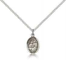 Sterling Silver Sts. Cosmas & Damian Pendant, Sterling Silver Lite Curb Chain, Small Size Catholic Medal, 1/2" x 1/4"