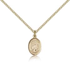 Gold Filled Maria Stein Pendant, Gold Filled Lite Curb Chain, Small Size Catholic Medal, 1/2" x 1/4"