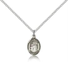 Sterling Silver Maria Stein Pendant, Sterling Silver Lite Curb Chain, Small Size Catholic Medal, 1/2" x 1/4"
