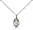 Sterling Silver St. Ambrose Pendant, Sterling Silver Lite Curb Chain, Small Size Catholic Medal, 1/2" x 1/4"