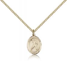 Gold Filled St. Christopher Pendant, Gold Filled Lite Curb Chain, Small Size Catholic Medal, 1/2" x 1/4"
