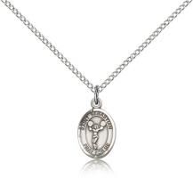 Sterling Silver St. Sebastian Pendant, Sterling Silver Lite Curb Chain, Small Size Catholic Medal, 1/2" x 1/4"