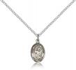 Sterling Silver St. Vincent Ferrer Pendant, Sterling Silver Lite Curb Chain, Small Size Catholic Medal, 1/2" x 1/4"