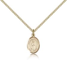 Gold Filled Our Lady of Fatima Pendant, Gold Filled Lite Curb Chain, Small Size Catholic Medal, 1/2" x 1/4"