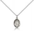 Sterling Silver St. Maria Goretti Pendant, Sterling Silver Lite Curb Chain, Small Size Catholic Medal, 1/2" x 1/4"