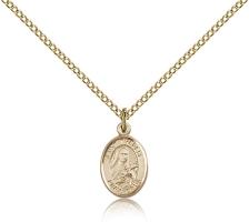 Gold Filled St. Therese of Lisieux Pendant, Gold Filled Lite Curb Chain, Small Size Catholic Medal, 1/2" x 1/4"