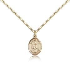 Gold Filled St. Isaac Jogues Pendant, Gold Filled Lite Curb Chain, Small Size Catholic Medal, 1/2" x 1/4"