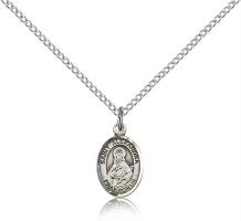 Sterling Silver St. Alexandra Pendant, Sterling Silver Lite Curb Chain, Small Size Catholic Medal, 1/2" x 1/4"