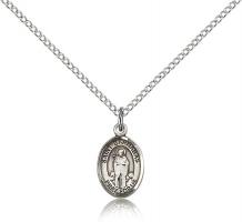 Sterling Silver St. Barnabas Pendant, Sterling Silver Lite Curb Chain, Small Size Catholic Medal, 1/2" x 1/4"