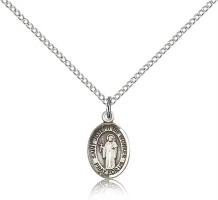 Sterling Silver St. Joseph The Worker Pendant, Sterling Silver Lite Curb Chain, Small Size Catholic Medal, 1/2" x 1/4"