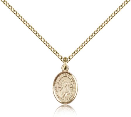Gold Filled Our Lady of Perpetual Help Pendant, Gold Filled Lite Curb Chain, Small Size Catholic Medal, 1/2" x 1/4"