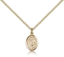 Gold Filled St. Elizabeth Ann Seton Pendant, Gold Filled Lite Curb Chain, Small Size Catholic Medal, 1/2" x 1/4"