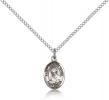 Sterling Silver St. Dominic Savio Pendant, Sterling Silver Lite Curb Chain, Small Size Catholic Medal, 1/2" x 1/4"