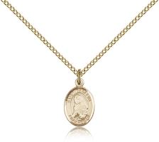 Gold Filled St. Madeline Sophie Barat Pendant, Gold Filled Lite Curb Chain, Small Size Catholic Medal, 1/2" x 1/4"