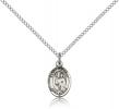 Sterling Silver St. Maurus Pendant, SS Lite Curb Chain, Small Size Catholic Medal, 1/2" x 1/4"