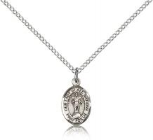 Sterling Silver Our Lady of All Nations Pendant, Sterling Silver Lite Curb Chain, Small Size Catholic Medal, 1/2" x 1/4"