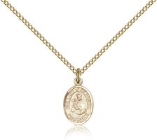 Gold Filled Our Lady of Mount Carmel Pendant, Gold Filled Lite Curb Chain, Small Size Catholic Medal, 1/2" x 1/4"