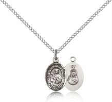 Sterling Silver Our Lady of Mount Carmel Pendant, Sterling Silver Lite Curb Chain, Small Size Catholic Medal, 1/2" x 1/4"