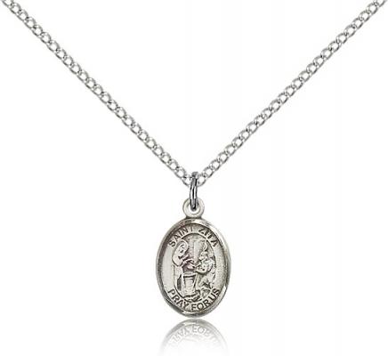 Sterling Silver St. Zita Pendant, Sterling Silver Lite Curb Chain, Small Size Catholic Medal, 1/2" x 1/4"