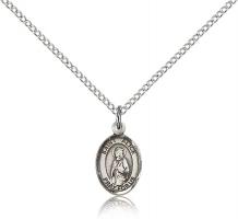 Sterling Silver St. Alice Pendant, Sterling Silver Lite Curb Chain, Small Size Catholic Medal, 1/2" x 1/4"