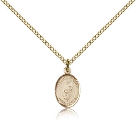 Gold Filled Blessed Trinity Pendant, Gold Filled Lite Curb Chain, Small Size Catholic Medal, 1/2" x 1/4"
