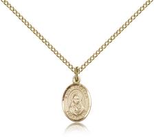 Gold Filled St. Rebecca Pendant, Gold Filled Lite Curb Chain, Small Size Catholic Medal, 1/2" x 1/4"