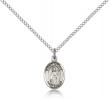 Sterling Silver St. Grace Pendant, Sterling Silver Lite Curb Chain, Small Size Catholic Medal, 1/2" x 1/4"