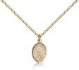 Gold Filled St. Bernard of Montjoux Pendant, Gold Filled Lite Curb Chain, Small Size Catholic Medal, 1/2" x 1/4"