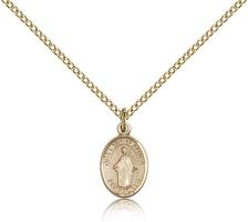 Gold Filled Our Lady of Africa Pendant, Gold Filled Lite Curb Chain, Small Size Catholic Medal, 1/2" x 1/4"