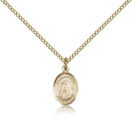 Gold Filled St. Bruno Pendant, Gold Filled Lite Curb Chain, Small Size Catholic Medal, 1/2" x 1/4"